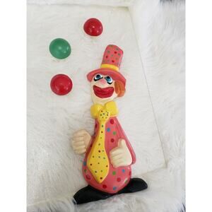 vintage 12" JUGGLING CLOWN PLASTER wall hanging circus juggler horror '70s retro
